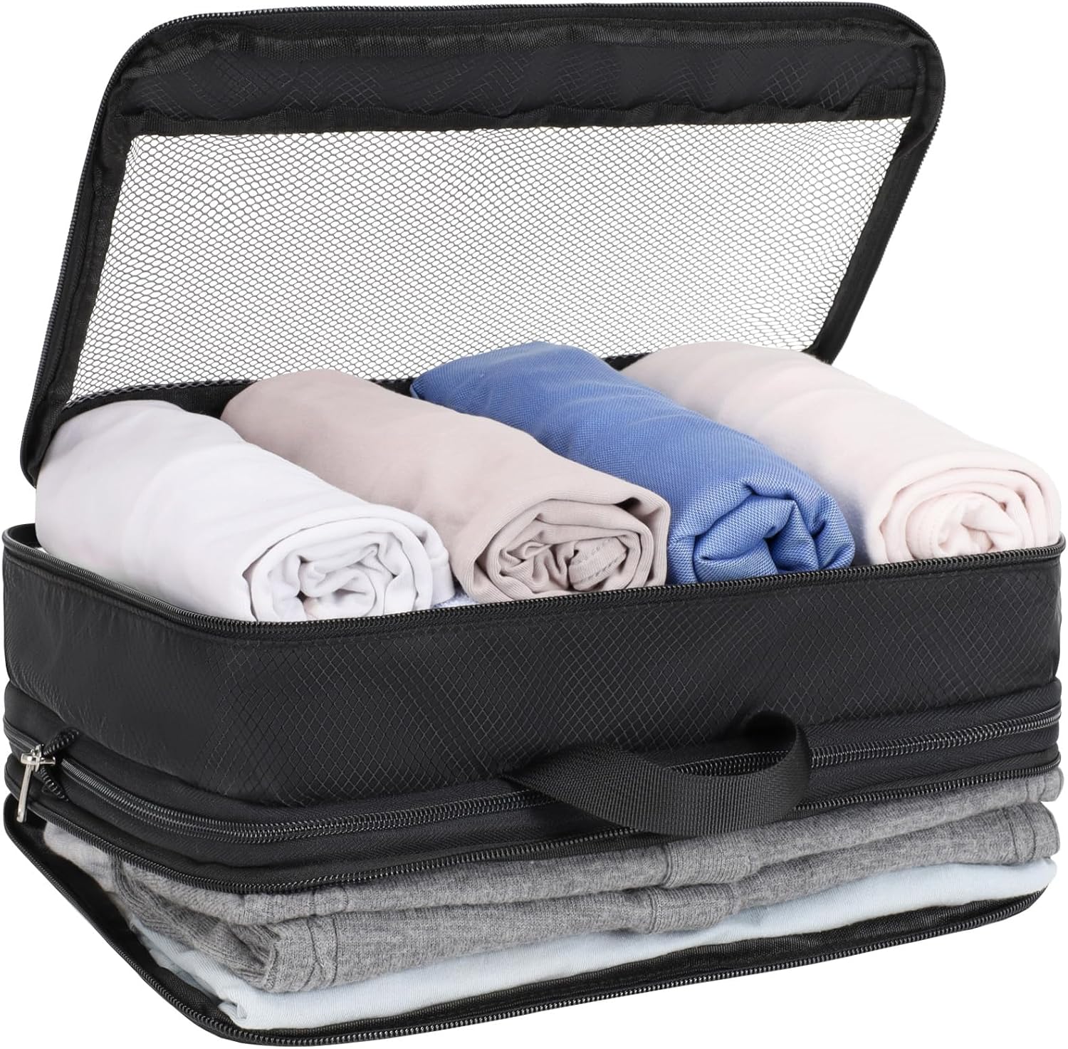 Double Sided Expandable Packing Cubes - Separate Clean and Dirty Clothes See Through Mesh Compression Packing Cubes for Travel, Efficient Packing Organizers for Road Trip, Cruise, Camping