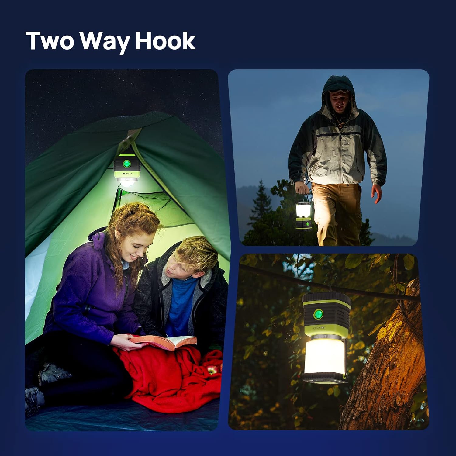 LED Camping Lantern, Consciot Battery Powered Camping Lights, 1000LM, 4 Light Modes, IPX4 Waterproof Tent Lights, Portable Flashlight for Power Outages, Emergency, Hurricane, Hiking, 2-Pack - Image 5